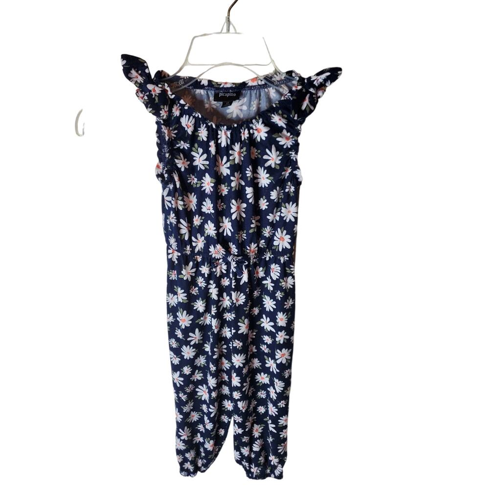 Picapino 4T Little Girls Off Shoulder Floral Jumpsuit